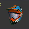Red Blue Tactical Weapon Helmet with Visor and Number 20 Design Feature