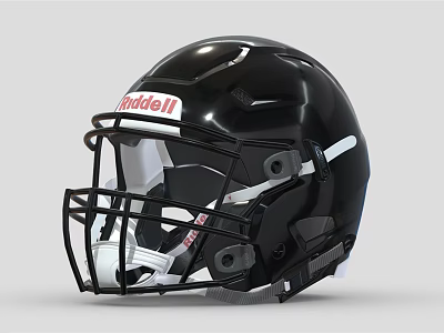 Riddell Black Football Helmet With Facemask Protective Padding And Durable Design 3d model