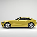 Yellow Two Door Sports Car With Sleek Design Black Windows And Silver Wheels