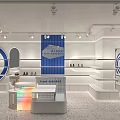 Frank WANCROO Shoe Store With White Shelves Blue Accents And Lighting