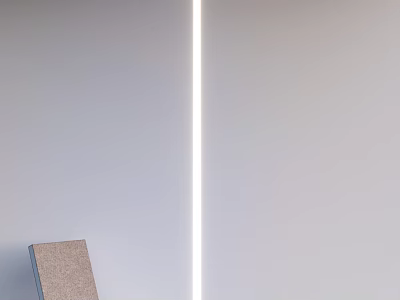Minimalist Single Chair With Linen Upholstery Design In Modern Living Room Against Wall 3d model