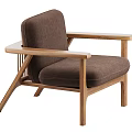 Modern Leisure Chair With Wooden Frame And Grey Fabric Upholstered Seat And Backrest