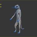 Meerkat Standing Upright With Light Brown Fur And Dark Facial Markings Against Simple Dark Background 3d model