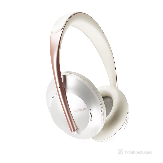 Sleek Modern Over Ear Headphones With White Rose Gold Finish And Comfortable Design 3d model 