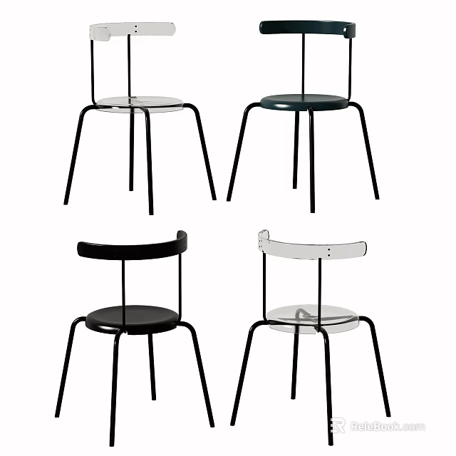 Modern Leisure Chairs With Black White Colors And Metal Frame Stylish Design 3d model 
