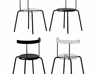 Modern Leisure Chairs With Black White Colors And Metal Frame Stylish Design 3d model