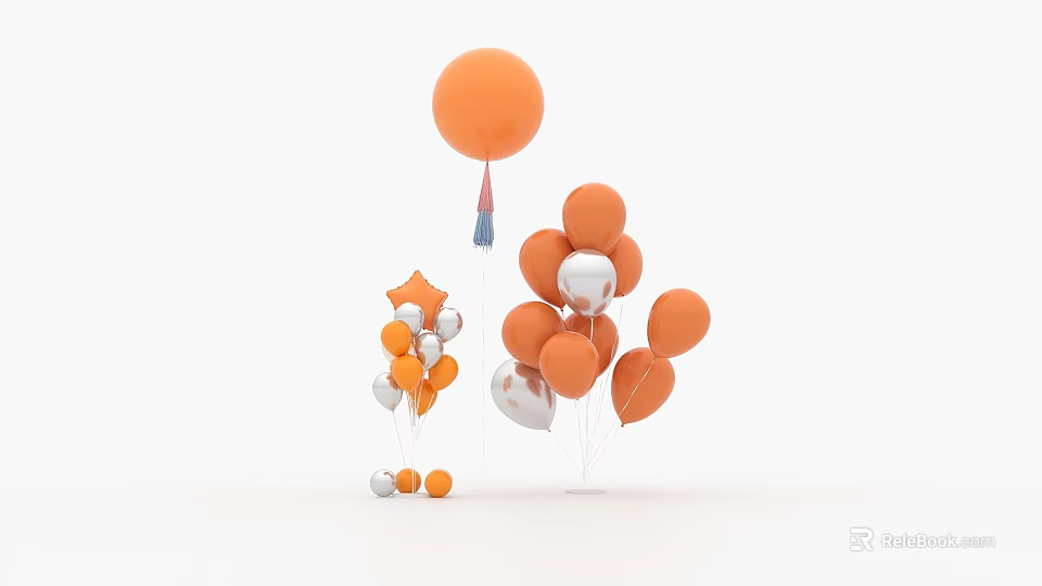 Commercial Balloon Decoration Equipment With Orange Silver Star Shaped Small Balloons 3d model 
