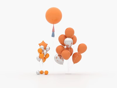 Commercial Balloon Decoration Equipment With Orange Silver Star Shaped Small Balloons 3d model