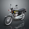 Classic Black and Yellow Motorcycle with Rearview Mirrors Headlight Black Seat and Silver Engine