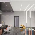Modern Office Interior Design With Workspace Sofa Chairs And Modern Lighting 3d model