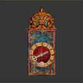 Colorful Decorative Home Accessory With Intricate Red Blue Design Golden Sphere And Gear Details
