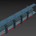 Game Character Exploring Futuristic Sci Fi Spaceship Corridor With Blue Lighting And Metal Structures
