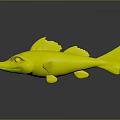 Cartoon Fish Character 3D Model With Colorful Striped Design Blue Green Body And Pink Fins