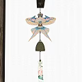 Traditional Japanese Hanging Decoration With Butterfly Shape And Metal Bell For Home Decor