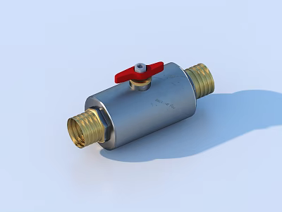 High Quality Brass Valve With Threaded Ends And Red Handle For Plumbing Use 3d model