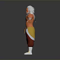Muscular White Haired Man With Brown Pants Yellow Accents And Gold Boots On Gray Background