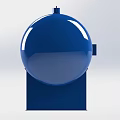 Blue Cylindrical Industrial Storage Tank With White Stripe Support Legs And Top Fittings