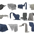 Various Colorful Throw Blankets With Fringe And Folded Styles In Gray Blue Beige