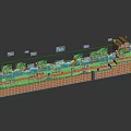 Detailed Terrain Model With Flow Paths Green Trees And Small Structures 3d model