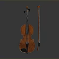 Elegant Wooden Violin With Bow For Daily Musical Instrument Use