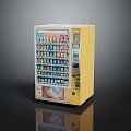 Yellow And White Vending Machine With Digital Display Dispensing Various Drinks 3d model
