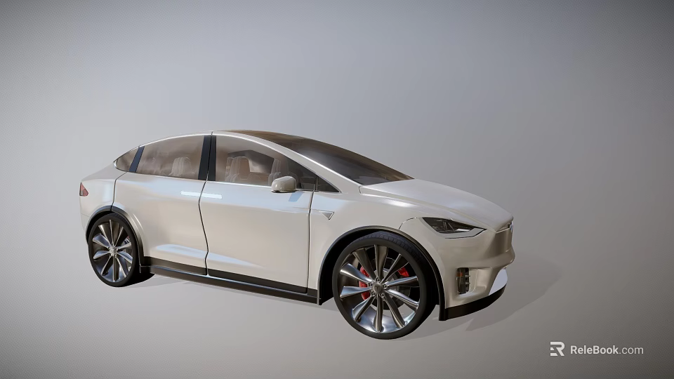 White Modern Sleek Car With Streamlined Body Design And Large Alloy Wheels 3d model 