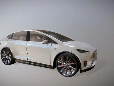 White Modern Sleek Car With Streamlined Body Design And Large Alloy Wheels 3d model
