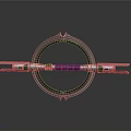 Futuristic Ring Shaped Metal Weapon With Central Black Rod And Double Edged Blades
