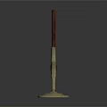 Household Mop With Wooden Handle And Round Metal Base For Floor Cleaning