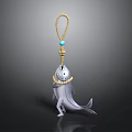 Decorative Fish Shaped Pendant With Yellow Rope Knot Blue Bead And White Body