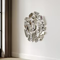 Modern Silver Geometric Wall Decor With Abstract Mirror Pieces On White Wall 3d model