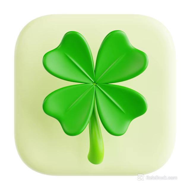 Green Four Leaf Clover Decorative Ornament Set for Home Decor with Light Green Round Base 3d model 