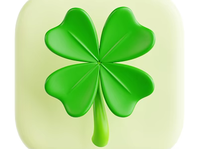 Green Four Leaf Clover Decorative Ornament Set for Home Decor with Light Green Round Base 3d model