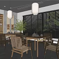 New Chinese Style Tea Table and Chair Combination Song Style Aesthetics Tea Room Tea Set Chinese Style Lantern 3d model