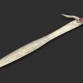 Decorative Medieval Sword With Ornate Patterns On Blade And Red Hilt 3d model
