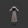 Pink And Black Women's Long Sleeve Dress With Bow Tie And Elegant Design