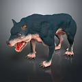 Ferocious Dark Blue Wolf Like Game Movie Character With Open Mouth Sharp Teeth And Claws