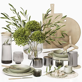 Modern Tableware Restaurant Decoration Dinner Plate Restaurant Decoration Combination 3d model