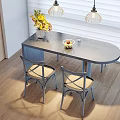 Modern Oval Dining Table Combination With Woven Seat Chairs For Cozy Bright Home Dining Area