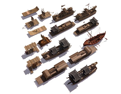 Wooden boat Ancient boat Tourist boat Cruise boat Cruise boat Raft Bamboo raft Fishing boat Raft Survival Island Survival 3d model