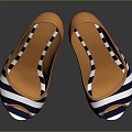Women's Stylish Striped Peep Toe Wedge Sandals With Blue White Orange Design