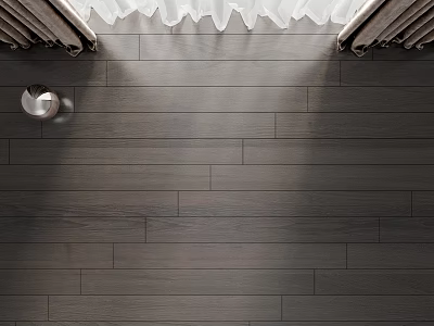 Dark Hardwood Flooring With Natural Grain And Smooth Planks Under Soft Light And Curtain Edges 3d model