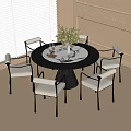 Modern Dining Table and Chair Single Chair Round Dining Table 3d model