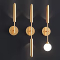 Contemporary Wall Lamps With Gold Black Circular Rings Linear Stems And Glass Shades For Interior Decor