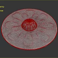 Circular Metallic Object With Central Raised Dome Petal Shaped Grooves Shiny Surface And Reflection Base