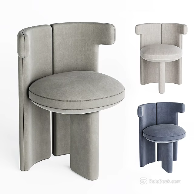 Modern Stylish Single Chair Designs With Curved Back And Upholstered Seats In Different Colors 3d model 