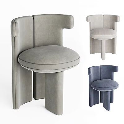 Modern Stylish Single Chair Designs With Curved Back And Upholstered Seats In Different Colors 3d model
