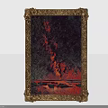 Ornate Vintage Picture Frame With Intricate Gold Carved Border And Art Design