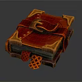 Decorative Vintage Book With Leather Cover Metal Corner Accents Buckle Strap And Checkerboard Accessory