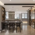 Modern Living Dining Room Interior With Light Sofa Black Coffee Table And Marble TV Wall